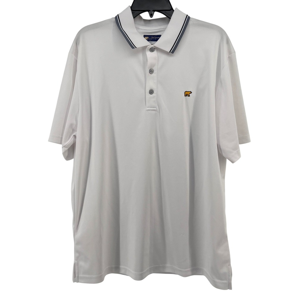 Jack Nicklaus Golf Polo Shirt White Staydri Mens Large L Performance Quick Dry